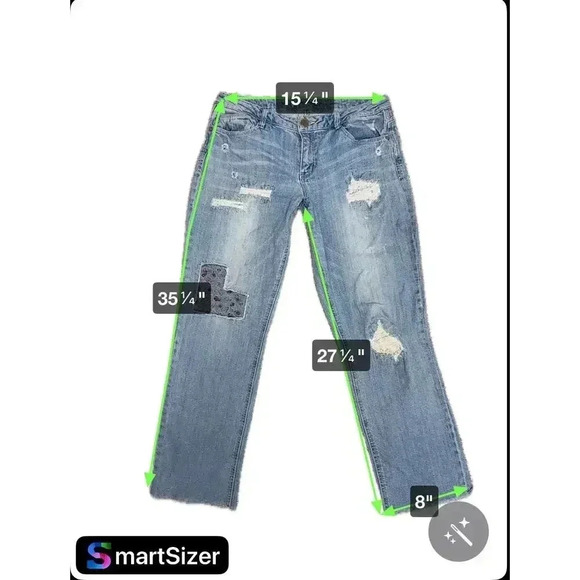 Artisan Craft Democracy Women's Patchwork Distressed Jeans Size 15 Blue - Picture 3 of 9